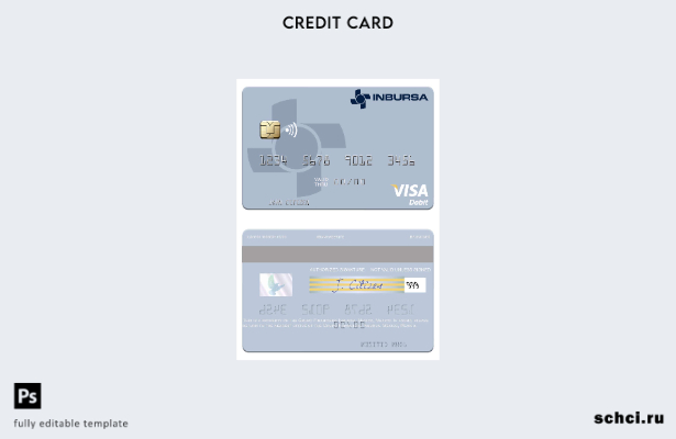 скачать в цифровом формате шаблон дебетовой карты Visa Grupo Financiero Inbursa 